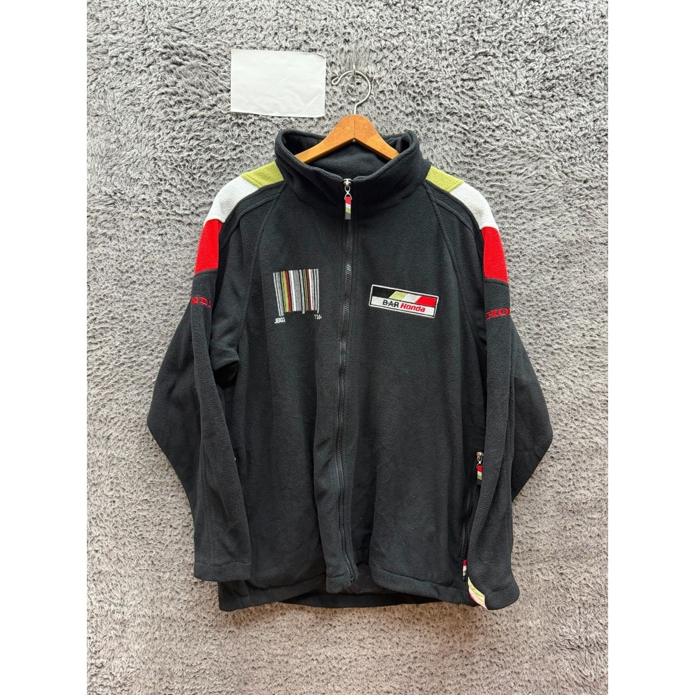 Vintage BAR Honda Lucky Tribe F1 Team Embroidered Fleece Jacket Black Size L